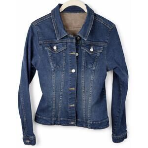 Vintage 90’s Classic Style Denim Jacket Blue Fitted Excellent Condition- Size L